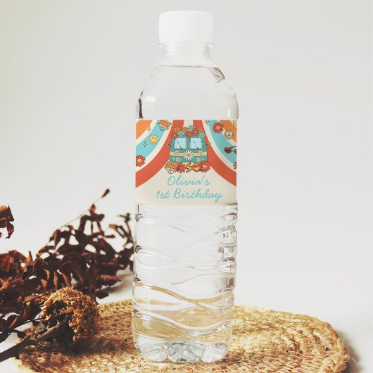 ワングルービーレトロレインボー1st誕生日 ペットボトルラベル