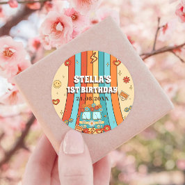 ワングルービーレトロレインボー1st誕生日 ラウンドシール