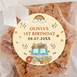 ワングルービーレトロレインボー1st誕生日 ラウンドシール