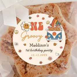 ワングルービーレトロレインボー1st誕生日 ラウンドシール