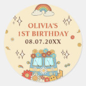 ワングルービーレトロレインボー1st誕生日 ラウンドシール (正面)