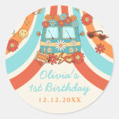 ワングルービーレトロレインボー1st誕生日 ラウンドシール (正面)