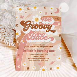 ワングルーヴィーバーベピースラブパーティーレインボー誕生日 招待状