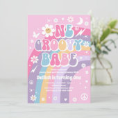 ワングルーヴィーバーベピースラブパーティーレインボー誕生日 招待状 (スタンド正面)