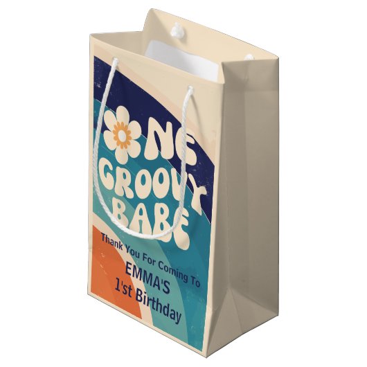 ワングルーヴィーバーベレトロデイジー1st誕生日 スモールペーパーバッグ (正面アングル)