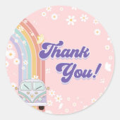 ワングルーヴィーバーベレトロレインボー1st誕生日パーティー ラウンドシール (正面)