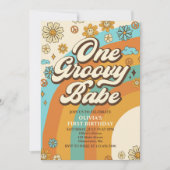 ワングルーヴィーバーベレトロレインボー1st誕生日パーティー 招待状 (正面)