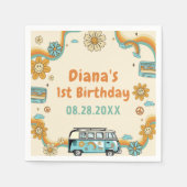 ワングルーヴィーバーベレトロレインボー1st誕生日 スタンダードカクテルナプキン (正面)