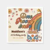 ワングルーヴィーバーベレトロレインボー1st誕生日 スタンダードカクテルナプキン (正面)