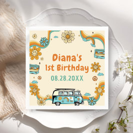 ワングルーヴィーバーベレトロレインボー1st誕生日 スタンダードカクテルナプキン