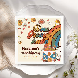 ワングルーヴィーバーベレトロレインボー1st誕生日 スタンダードカクテルナプキン