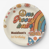 ワングルーヴィーバーベレトロレインボー1st誕生日 ペーパープレート (正面)