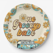 ワングルーヴィーバーベレトロレインボー1st誕生日 ペーパープレート (正面)