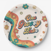 ワングルーヴィーバーベレトロレインボー1st誕生日 ペーパープレート (正面)