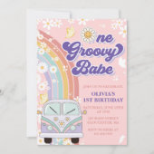 ワングルーヴィーバーベレトロレインボー1st誕生日 招待状 (正面)