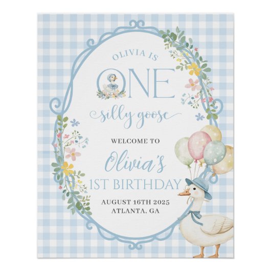 ワングースブルー間抜け1stバースデーウェルカムサイン ポスター (正面)