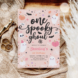 ワングール不気味かわいいハロウィーン幽霊1歳の誕生日 招待状