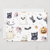 ワングール不気味かわいいハロウィーン幽霊1歳の誕生日 招待状 (裏面)