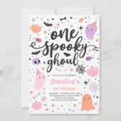 ワングール不気味かわいいハロウィーン幽霊1歳の誕生日 招待状 (正面)