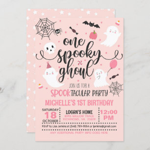 ワング不気味ール誕生日招待状 – 少女（ピンク） 招待状