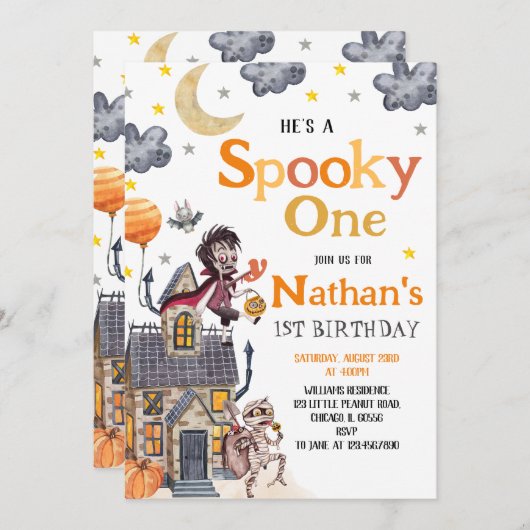 ワンコスメ不気味ットパーティーハロウィーン誕生日 招待状 (正面/裏面)