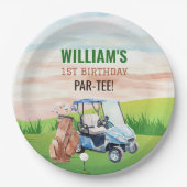 ワンゴルフの水彩穴1日の誕生日 ペーパープレート (正面)