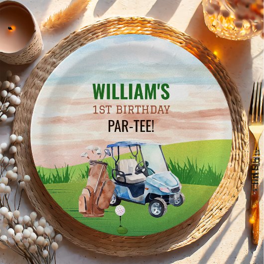 ワンゴルフの水彩穴1日の誕生日 ペーパープレート