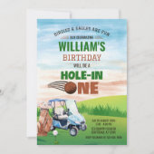 ワンゴルフの水彩穴1日の誕生日 招待状 (正面)