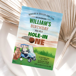 ワンゴルフの水彩穴1日の誕生日 招待状