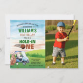 ワンゴルフの水彩穴1stバースデーフォト 招待状 (正面)