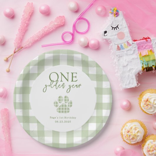 ワンゴールデンイヤーゴールデンレトリバーバースデーパーティー ペーパープレート (パーティー)