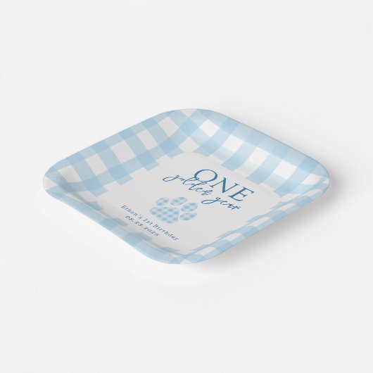 ワンゴールデンイヤーゴールデンレトリバーボーイズ誕生日 ペーパープレート (傾斜あり)