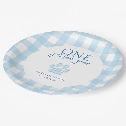 ワンゴールデンイヤーゴールデンレトリバーボーイズ誕生日 ペーパープレート (アングル)