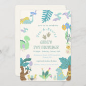 ワンサウルス恐竜誕生日 招待状 (正面/裏面)