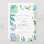 ワンサウルス恐竜誕生日 招待状 (正面/裏面)