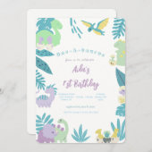 ワンサウルス恐竜誕生日 招待状 (正面/裏面)