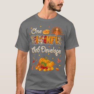 ワンサンクフルくもの巣デベロッパー秋秋サンクスギビン Tシャツ