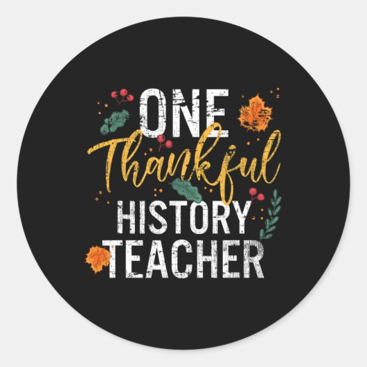 ワンサンクフルヒストリー先生かわいい秋サンクスギビン ラウンドシール (正面)