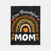 ワンサンクフルマサンクスギビングレインボー秋ヒョウ フリースブランケット (正面)