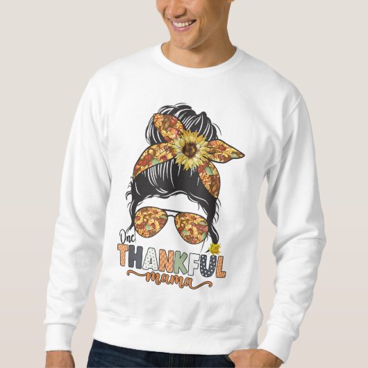 ワンサンクフルマサンフラワーメッシーパン秋感謝祭 スウェットシャツ (正面)