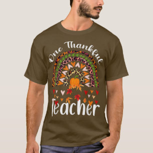 ワンサンクフル先生ヒョウ虹感謝してい秋 Tシャツ