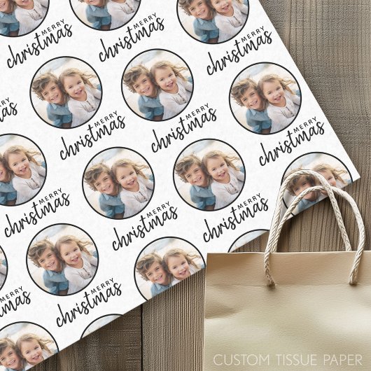 ワンサークルフォト付きメリークリスマス – 白 薄葉紙