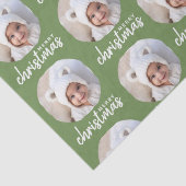 ワンサークルフォト付きメリークリスマス – 緑 薄葉紙 (詳細)