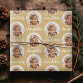 ワンサークルフォト付きメリークリスマス – 金ゴールド ラッピングペーパー