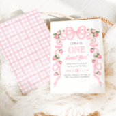 ワンスイートガール | ストロベリーピンクボウ1st誕生日 招待状