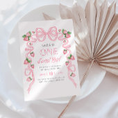 ワンスイートガール | ストロベリーピンクボウ1st誕生日 招待状