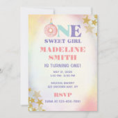 ワンスイートガール パステルユニコーンドーナツ バースデー 招待状 (正面)