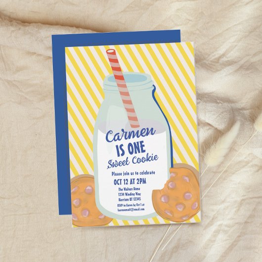 ワンスイートクッキーお洒落ファースト誕生日 招待状