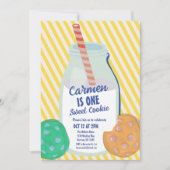 ワンスイートクッキーカラフルファースト誕生日 招待状 (正面)