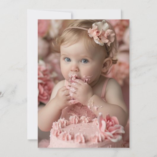 ワンスイートクッキーガールファースト誕生日招待状 招待状 (裏面)